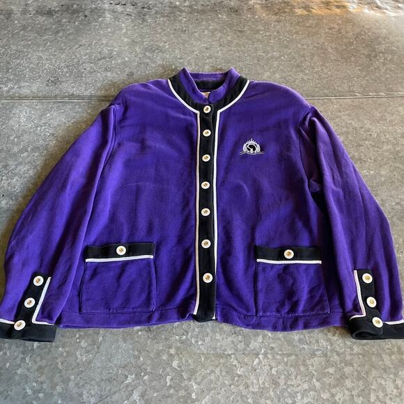 St John Sport Cotton Knit Cardigan Sweater Sweatshirt Womens Small Purple Jacket - Picture 1 of 11